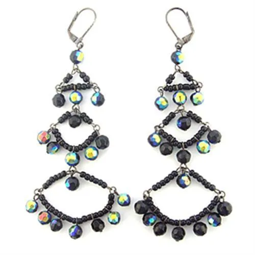 LO628 Antique Silver Brass Earrings with Top Grade Crystal in Multi Color