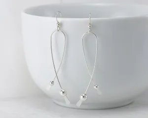Long Curve Silver Earrings