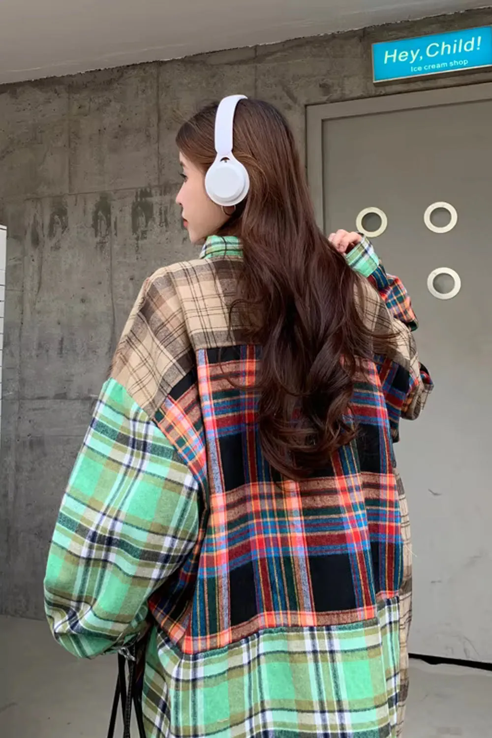 Long Sleeve 3 Colors Plaid Combination Blouse Shirt