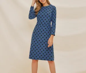 Long Sleeve Polka Dot Printed Lace Dress
