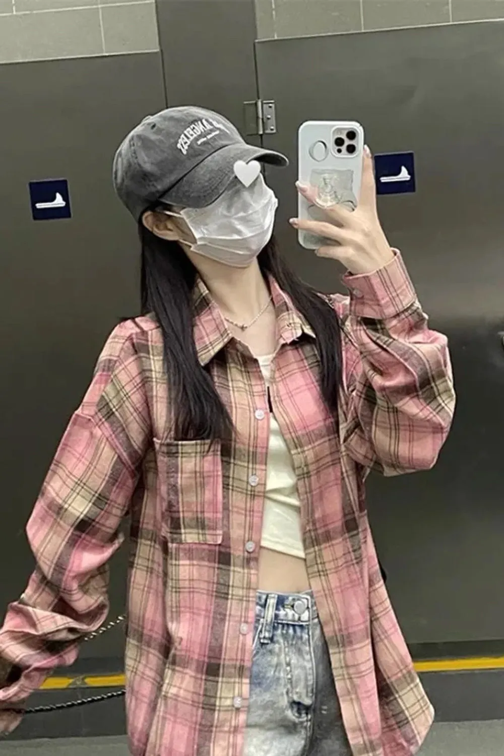 Long Sleeve Retro Plaid Colors Blouse Shirt