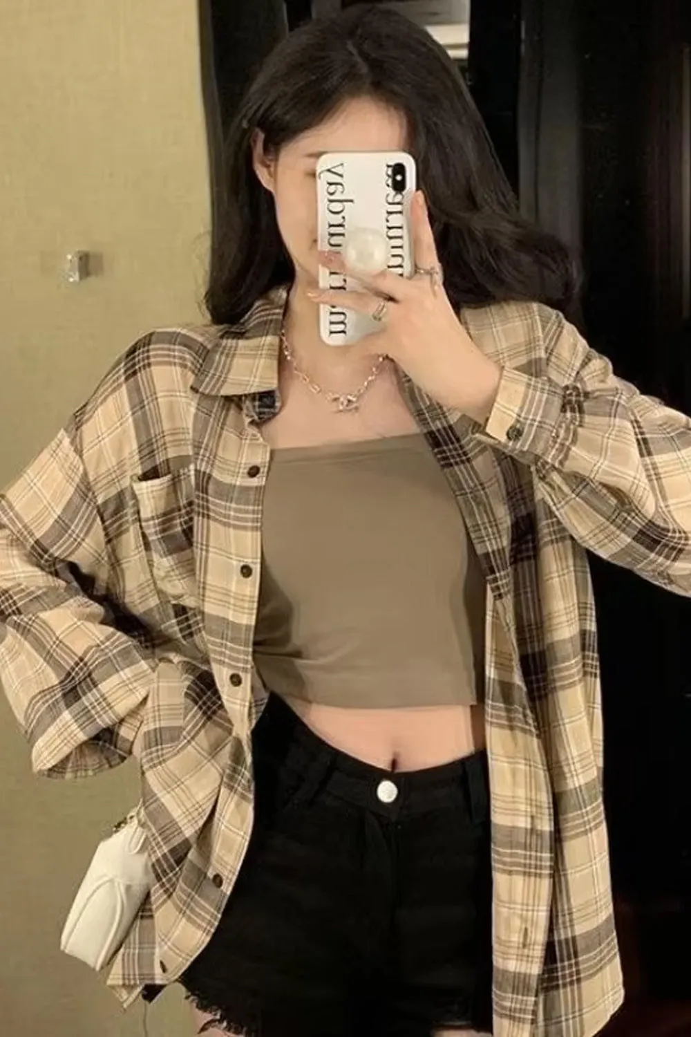Long Sleeve Retro Plaid Colors Blouse Shirt