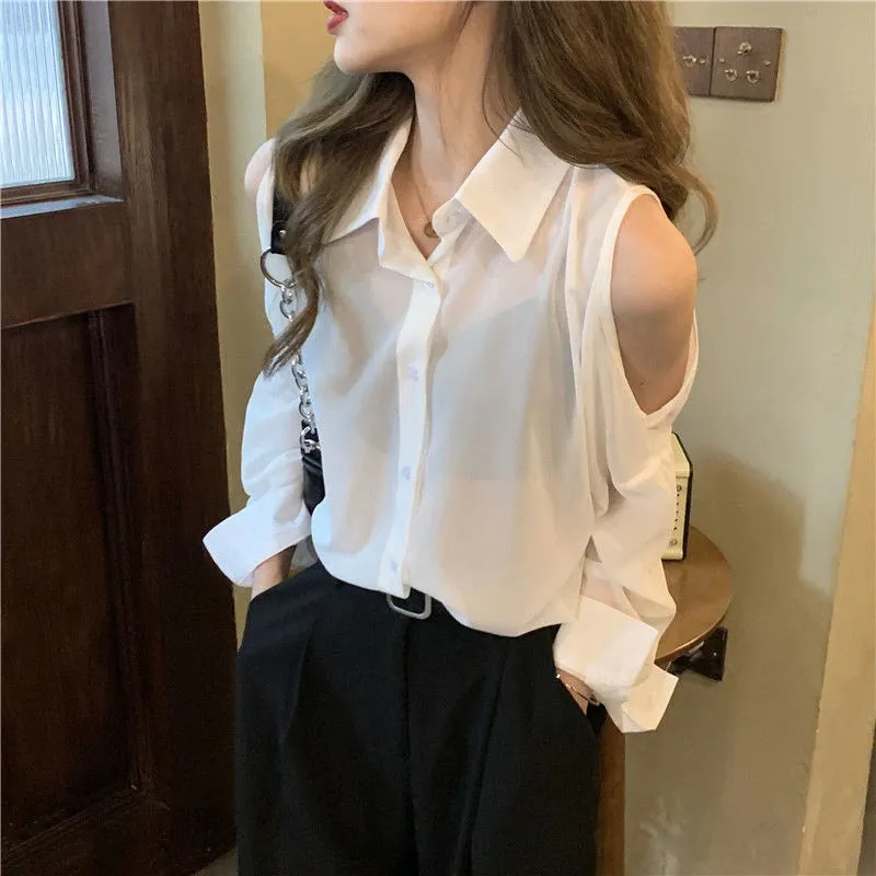 Loose Off Shoulder Chiffon Blouse Shirts