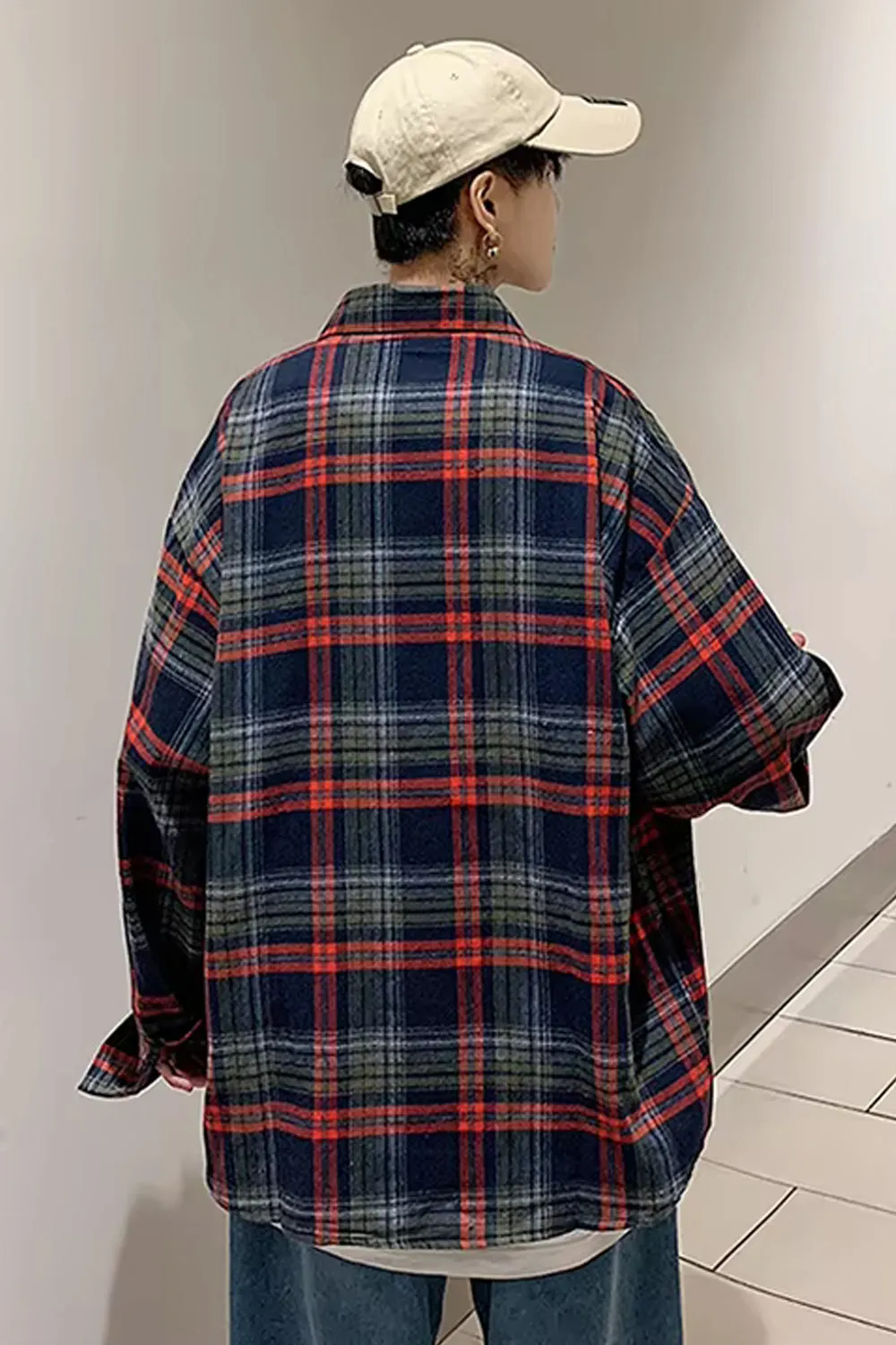 Loose Vintage Plaid Men Shirt