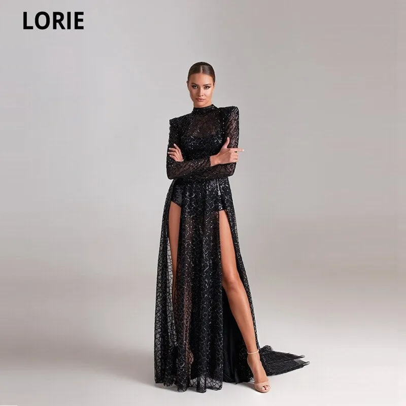 LORIE Long High Neck Tulle Robe De Soirée Dress