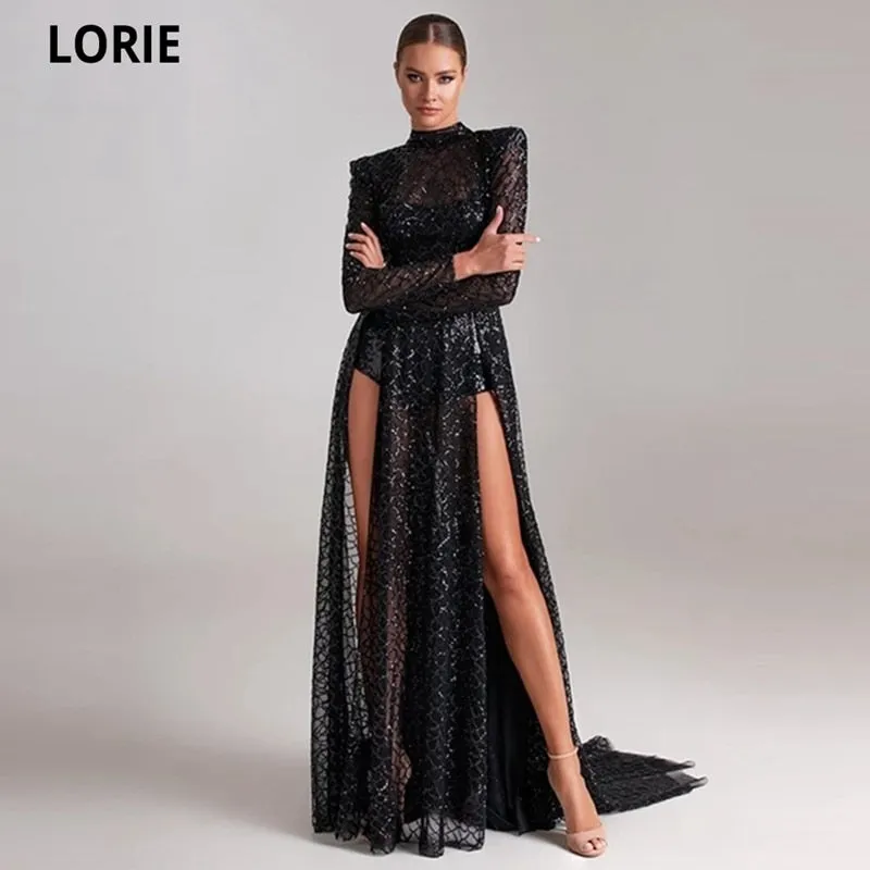 LORIE Long High Neck Tulle Robe De Soirée Dress