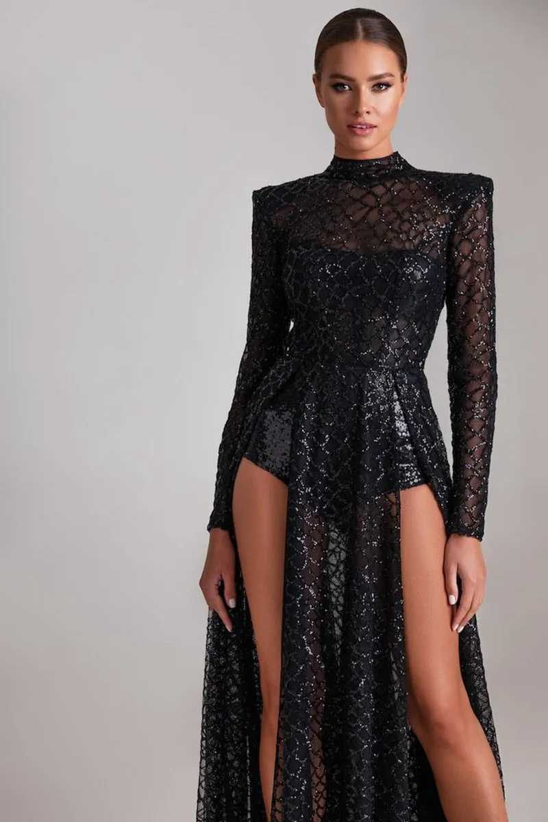 LORIE Long High Neck Tulle Robe De Soirée Dress