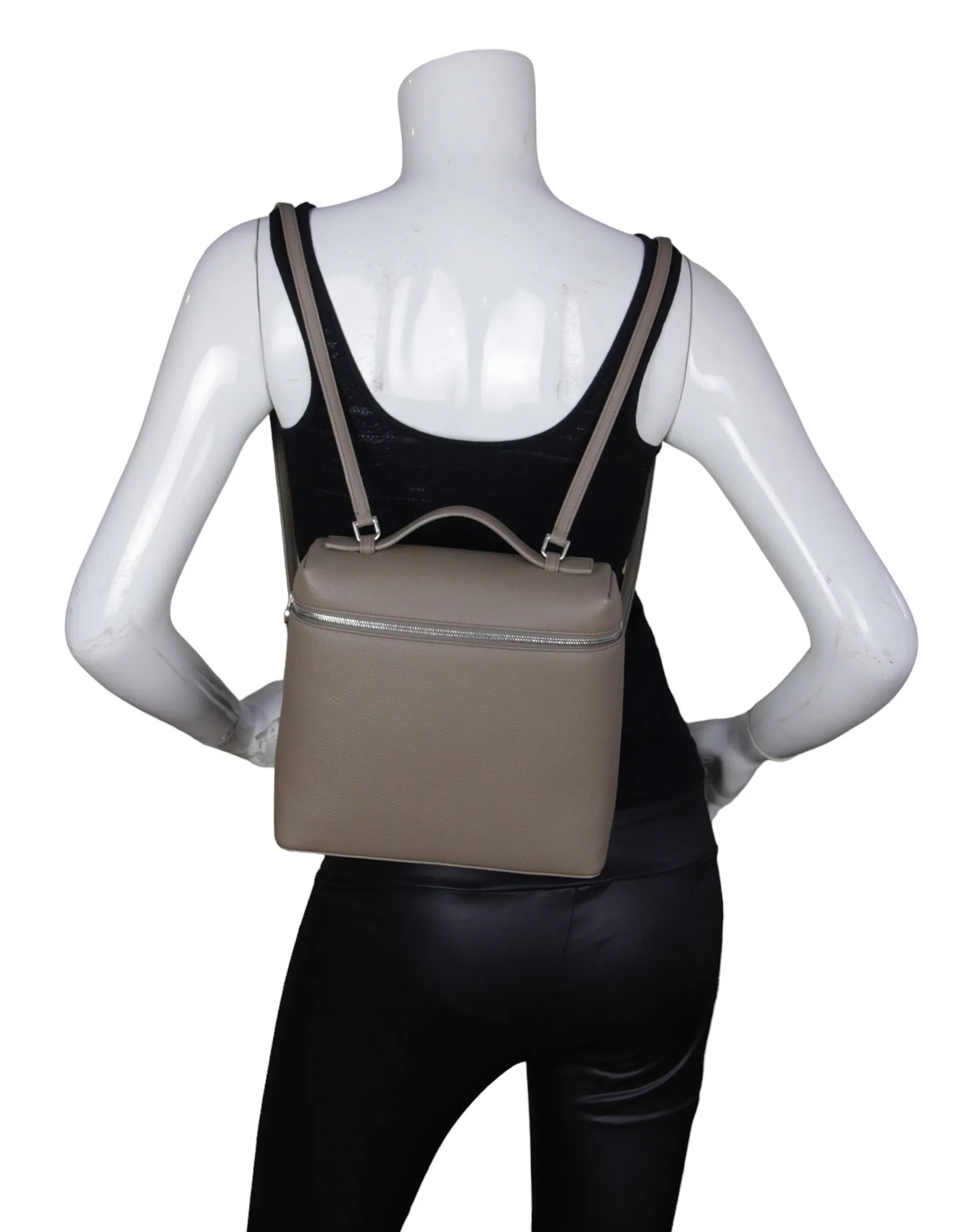 Loro Piana Grey Leather Extra Pocket L23.5 Backpack