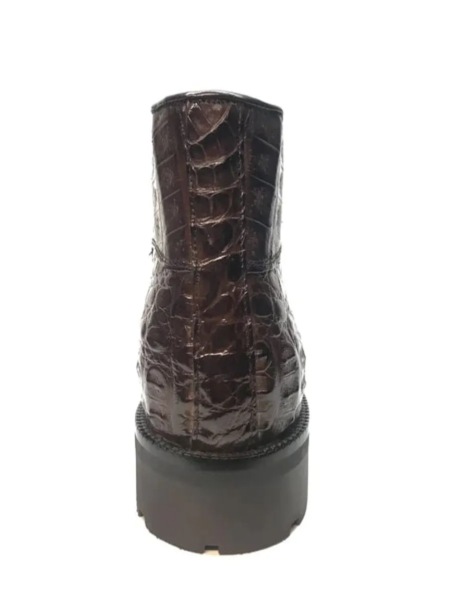 Los Altos Brown Hornback Crocodile Ankle Boots