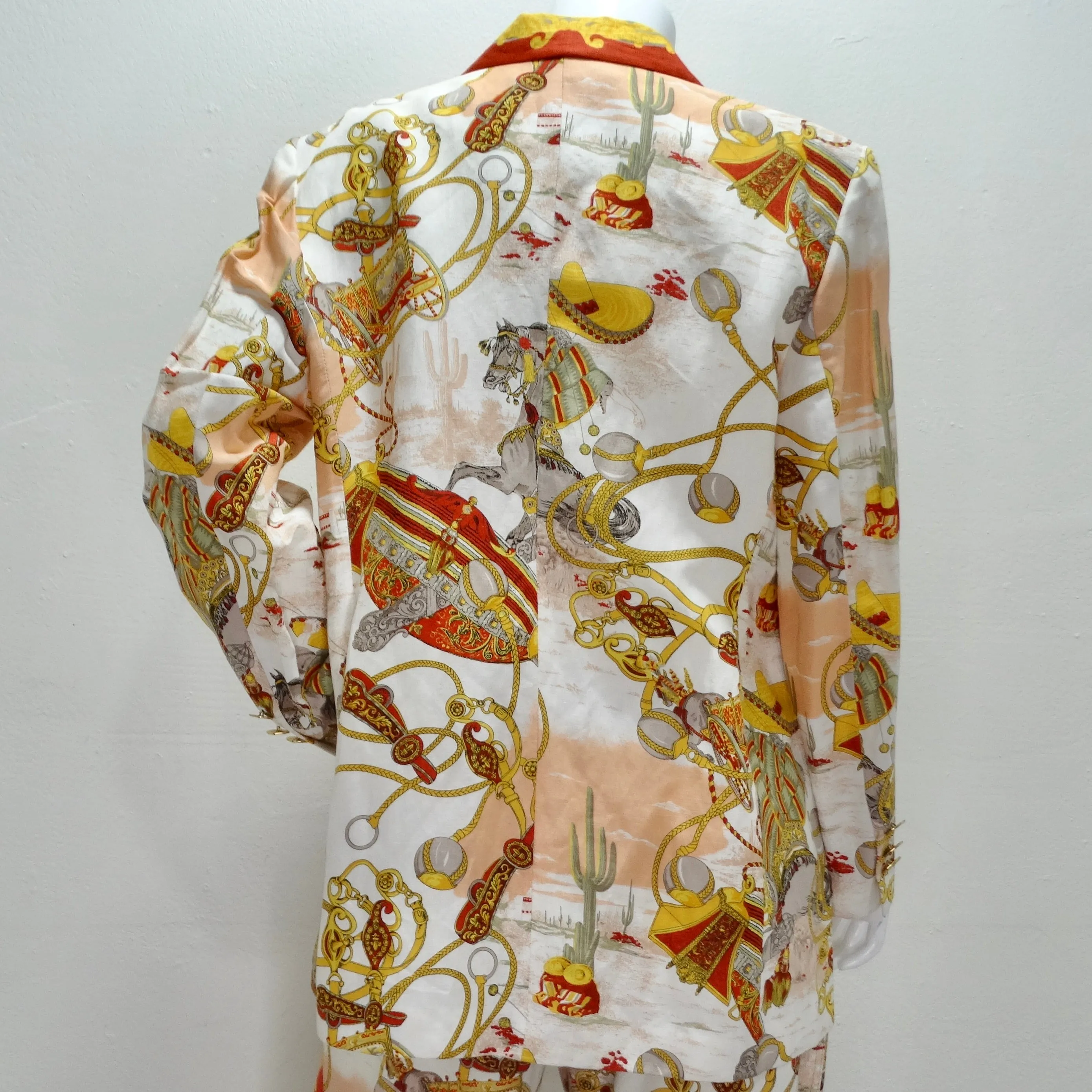 Louis Feraud 1980s Western Motif Print Blazer