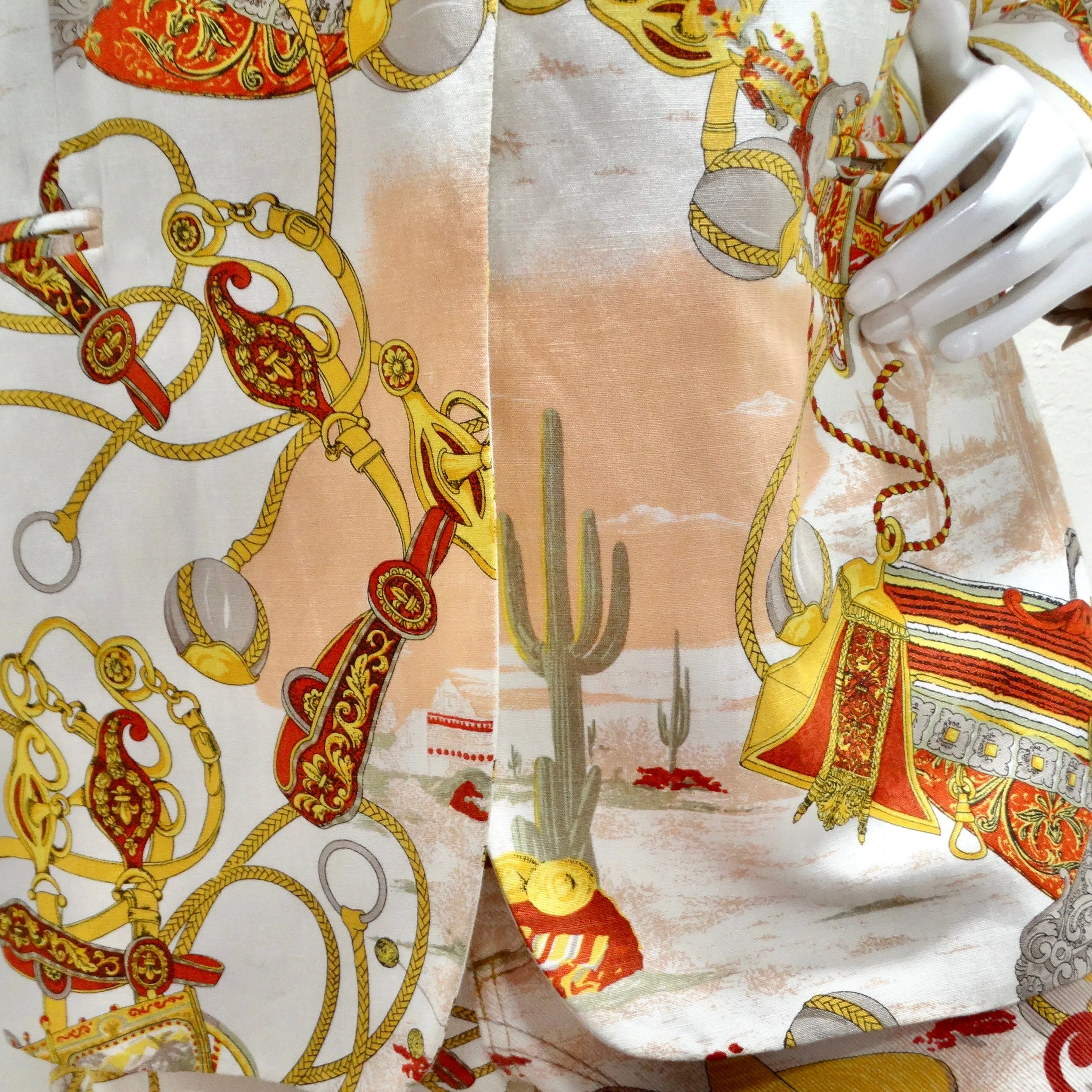 Louis Feraud 1980s Western Motif Print Blazer