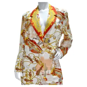 Louis Feraud 1980s Western Motif Print Blazer