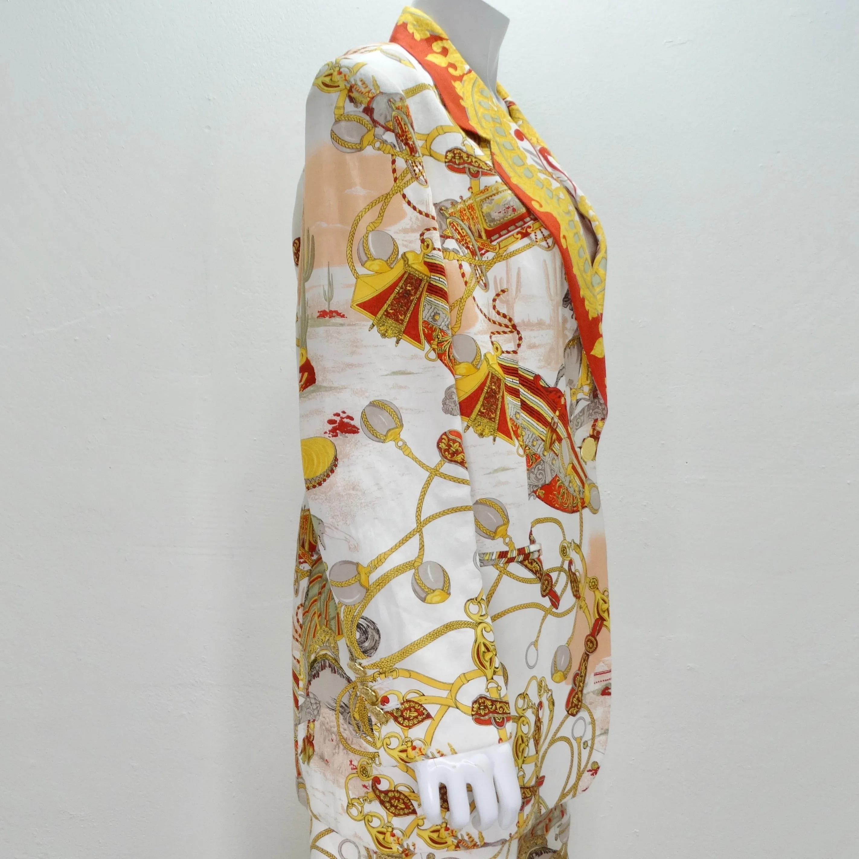 Louis Feraud 1980s Western Motif Print Blazer