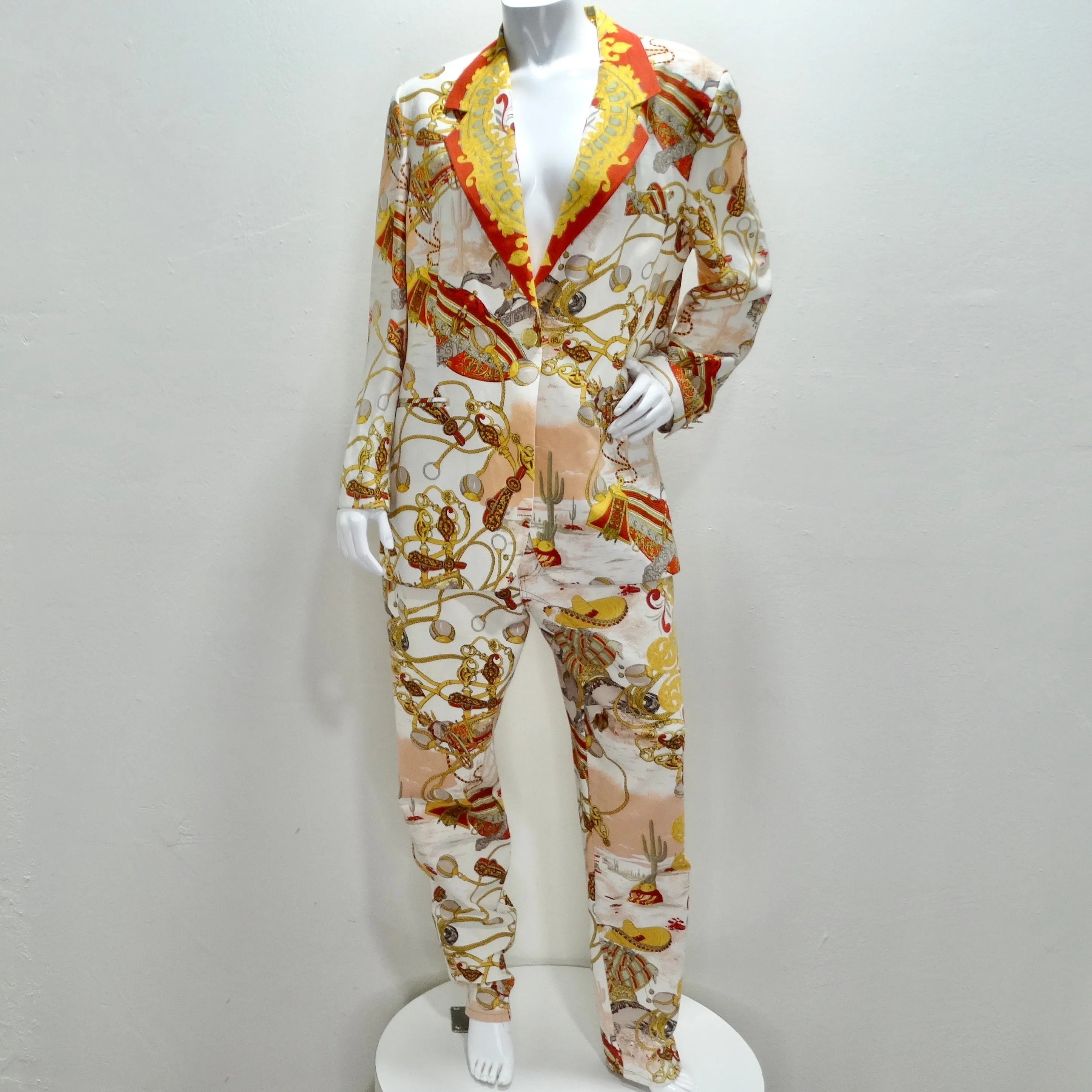 Louis Feraud 1980s Western Motif Print Blazer