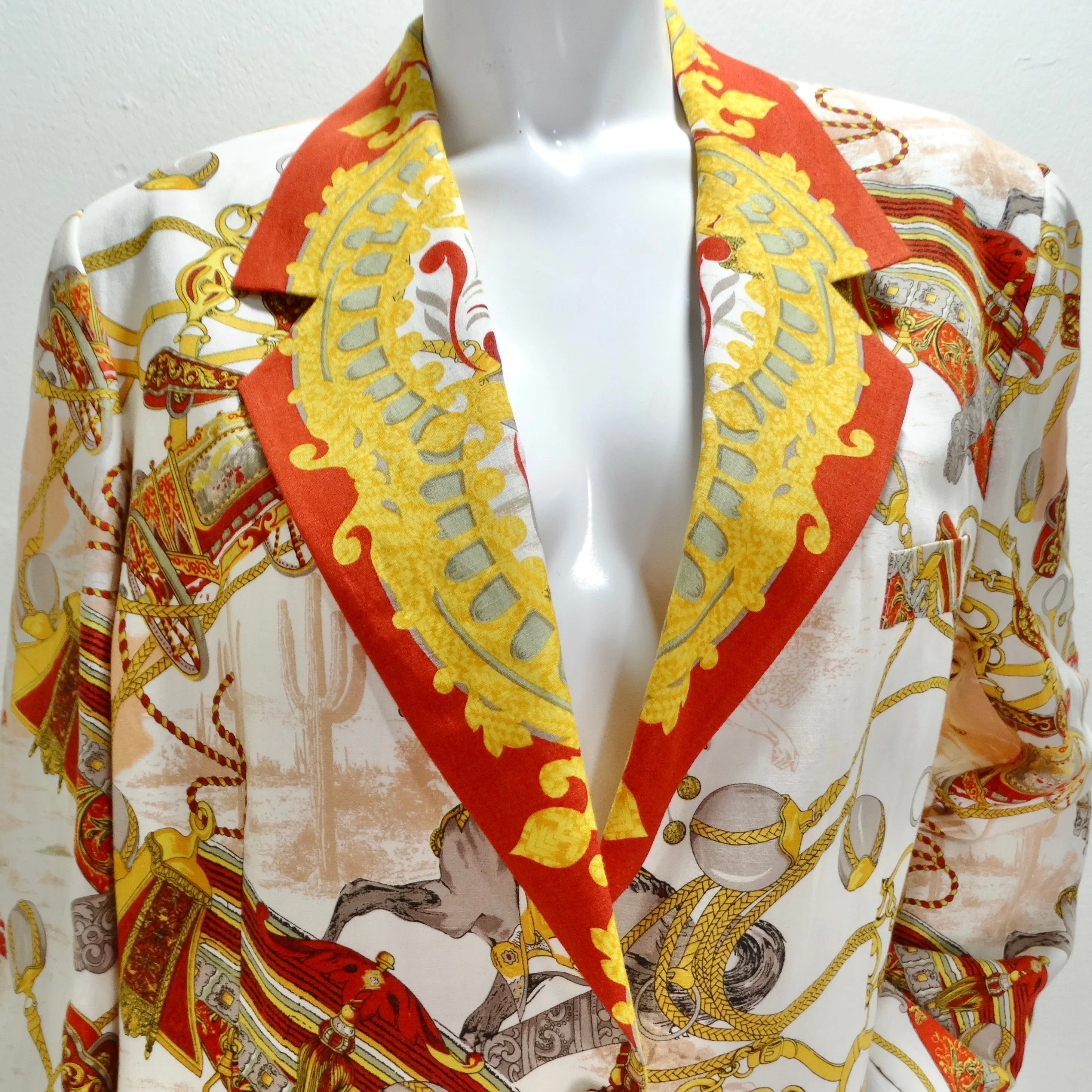 Louis Feraud 1980s Western Motif Print Blazer