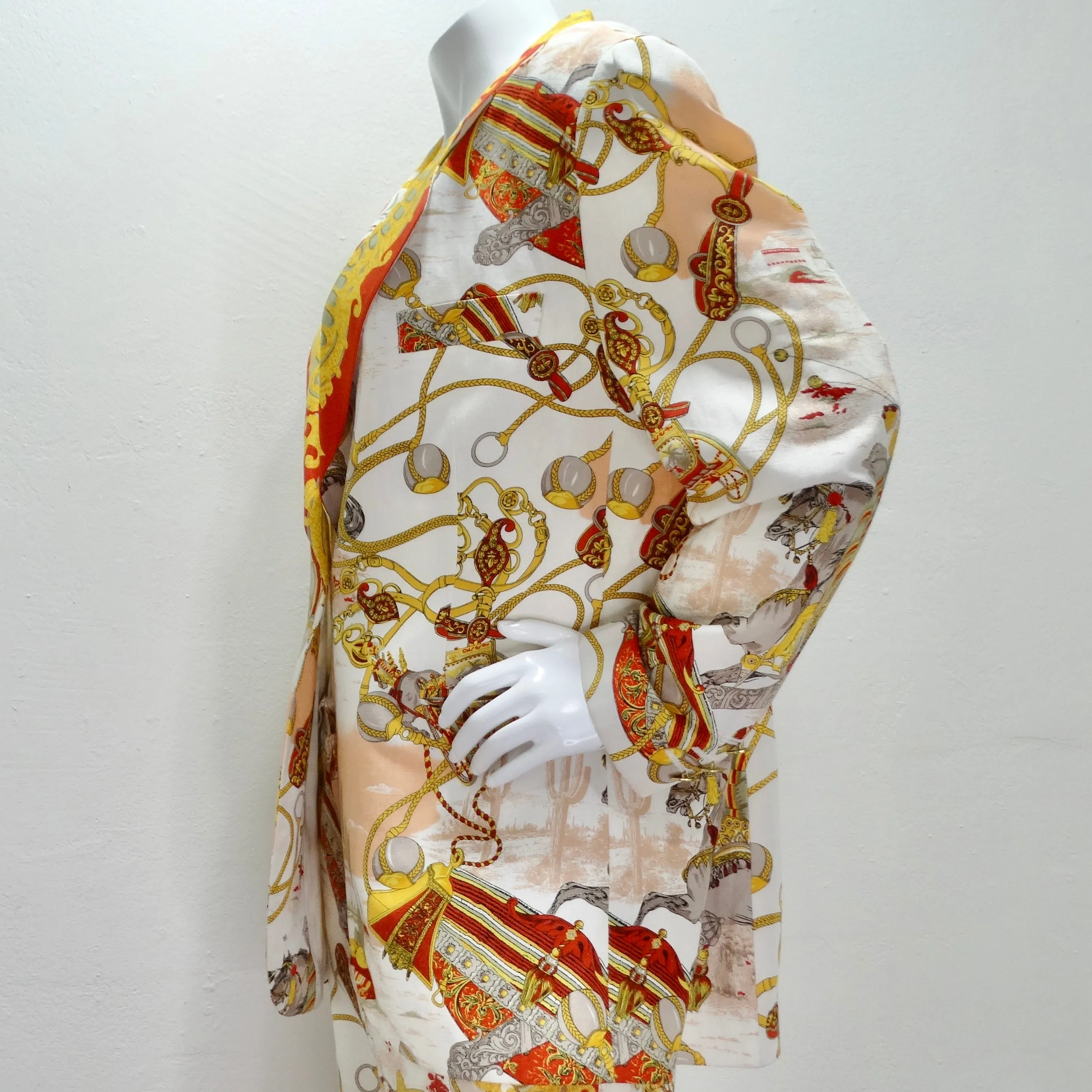 Louis Feraud 1980s Western Motif Print Blazer