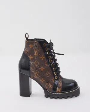 Louis Vuitton Monogram Lace Up Combat Boots - 36