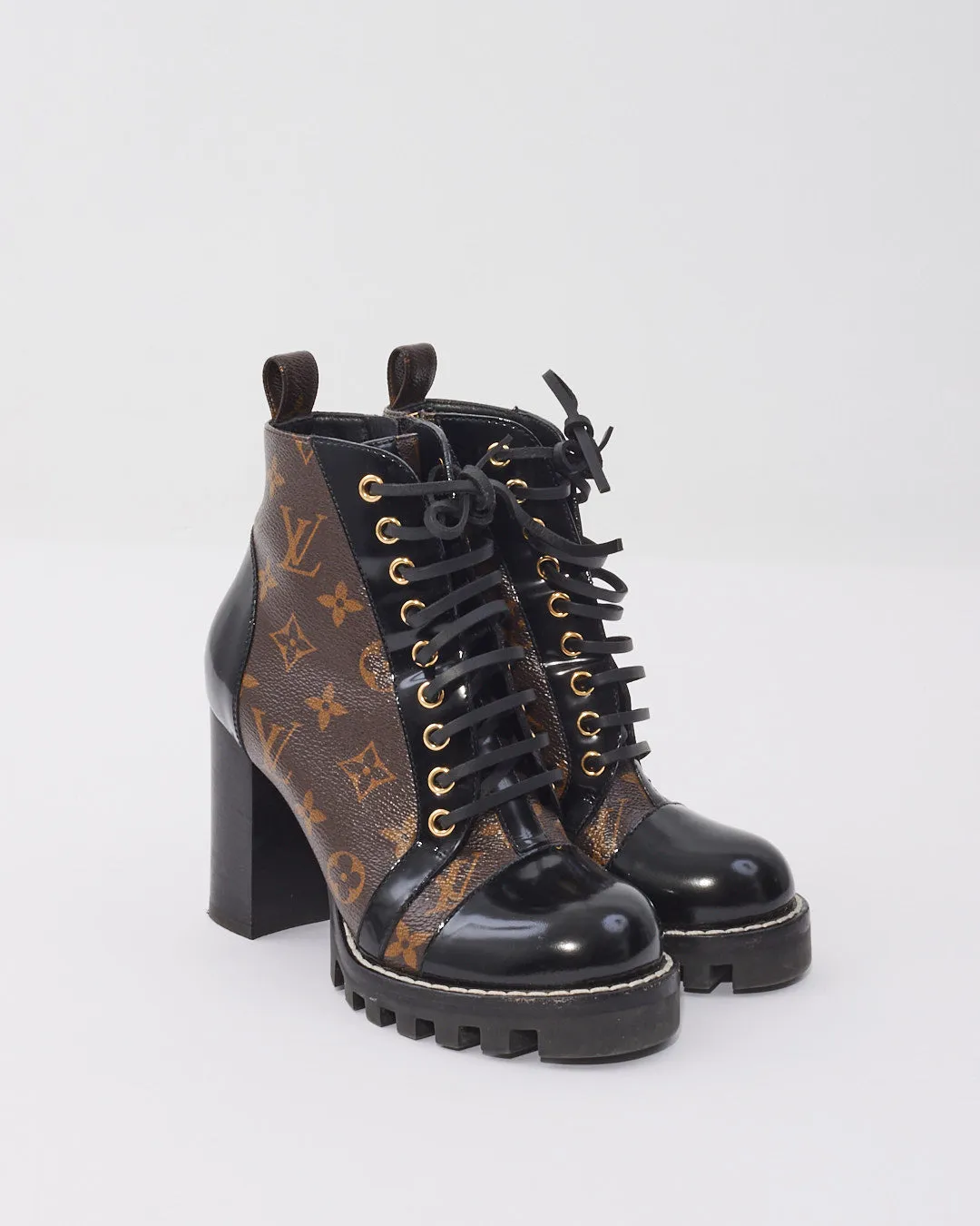 Louis Vuitton Monogram Lace Up Combat Boots - 36