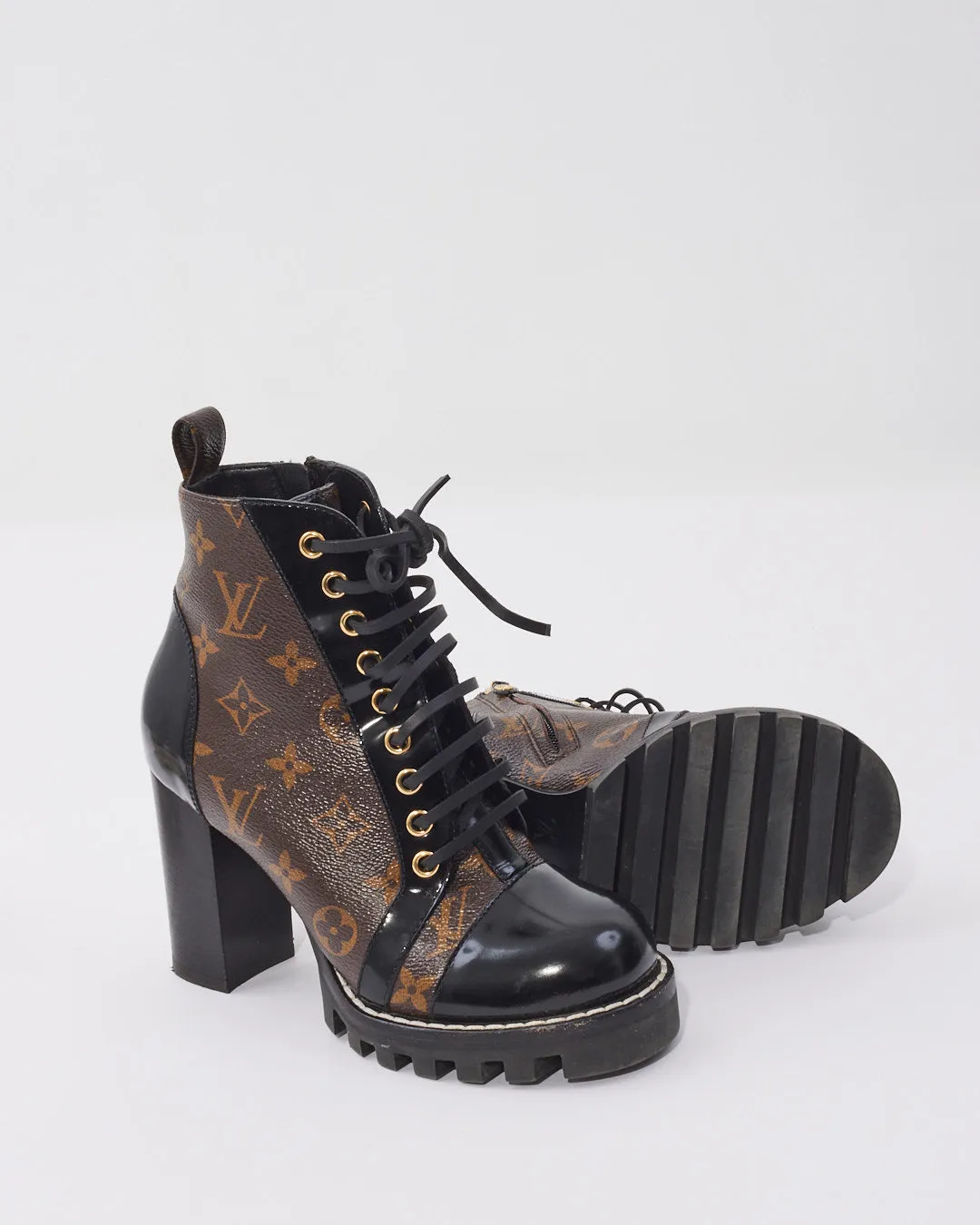 Louis Vuitton Monogram Lace Up Combat Boots - 36