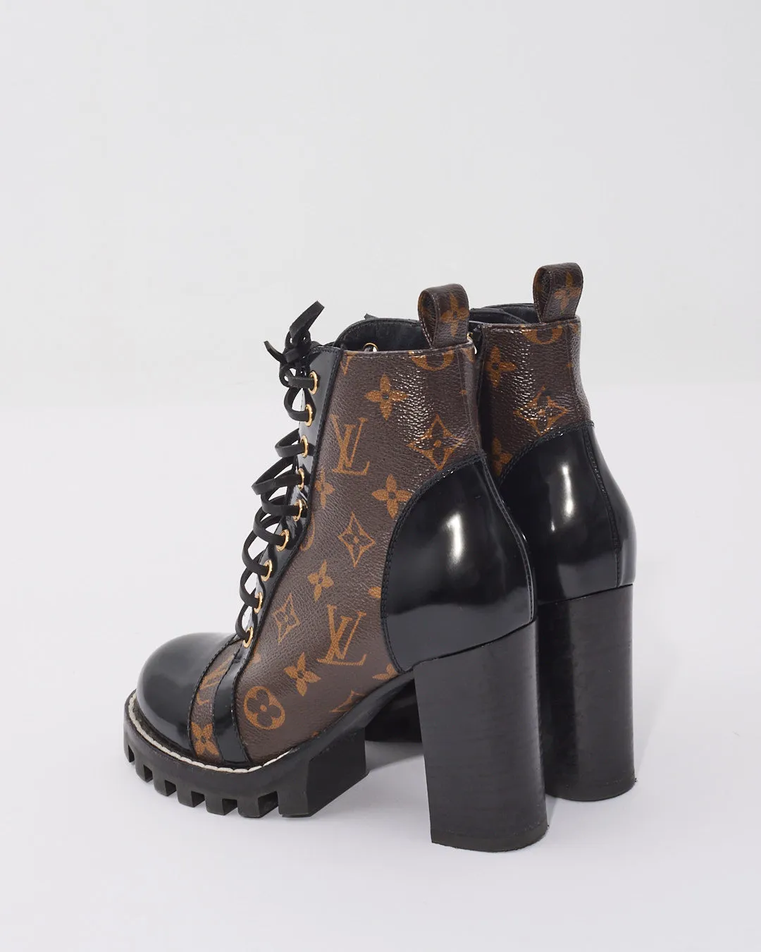 Louis Vuitton Monogram Lace Up Combat Boots - 36