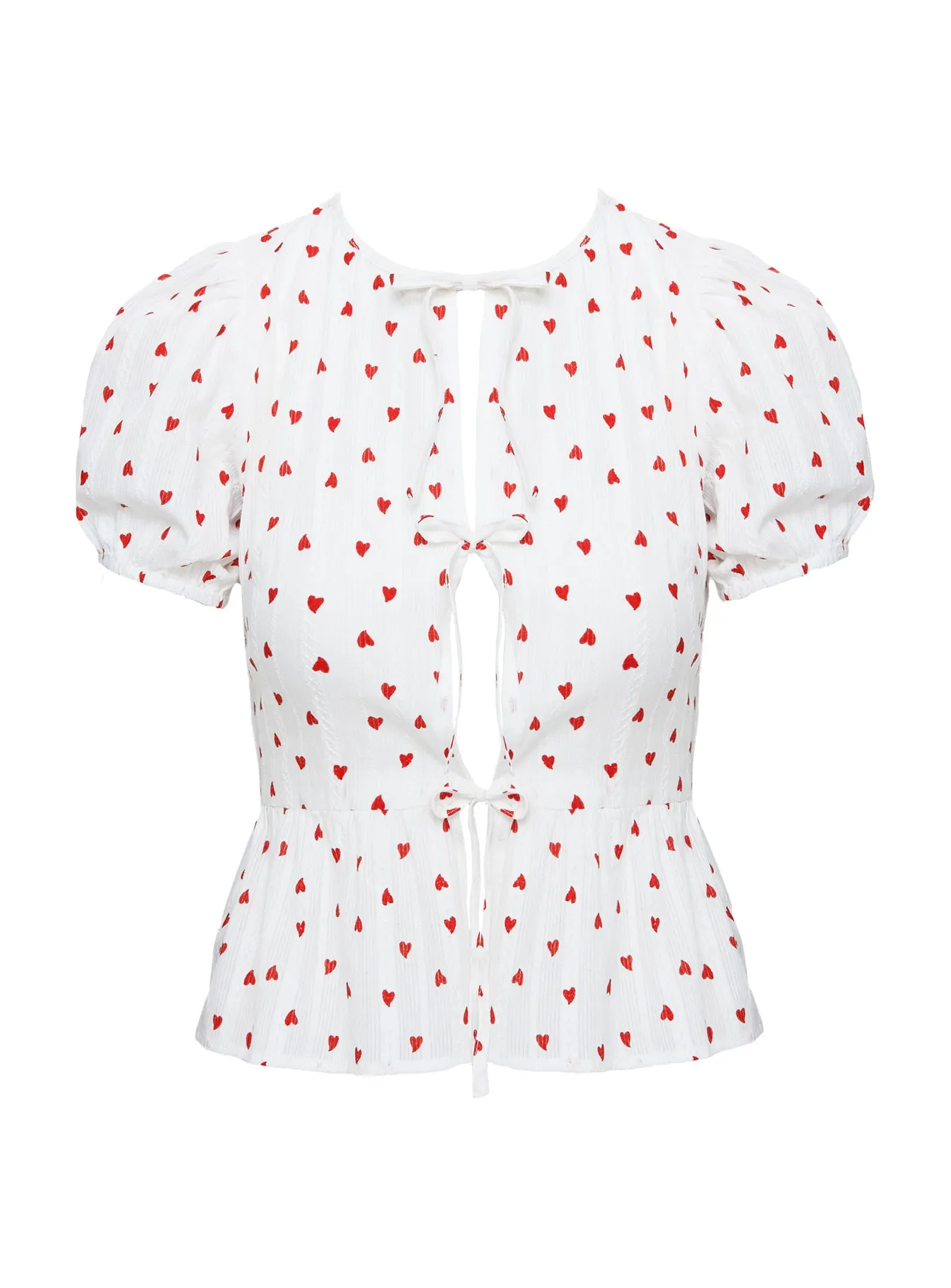 Lucky In Love Bow Tie Top White / Red