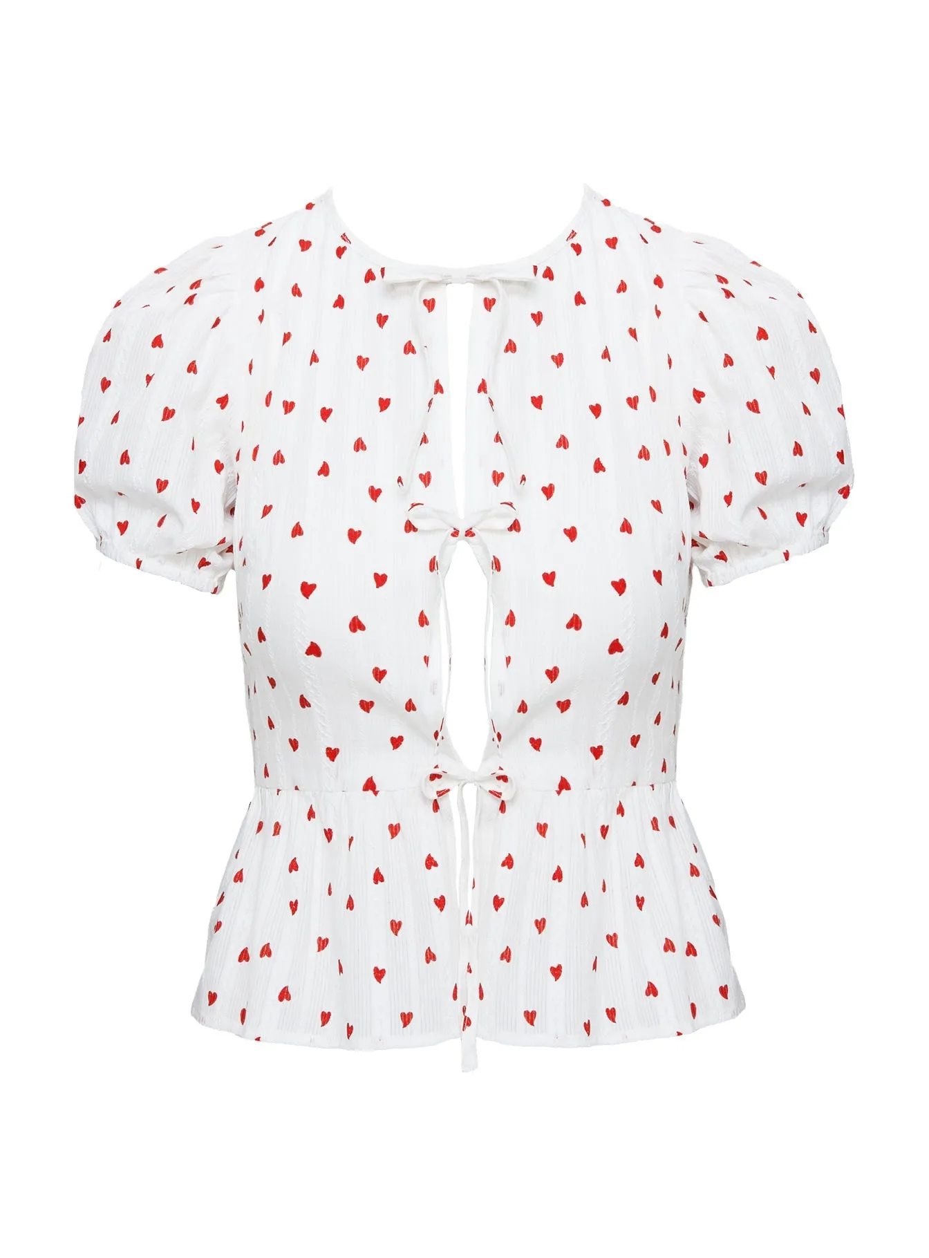 Lucky In Love Bow Tie Top White / Red