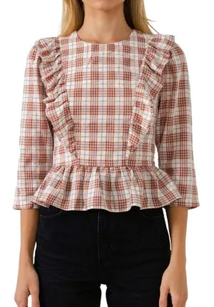 Lucy Ruffle Plaid Blouse