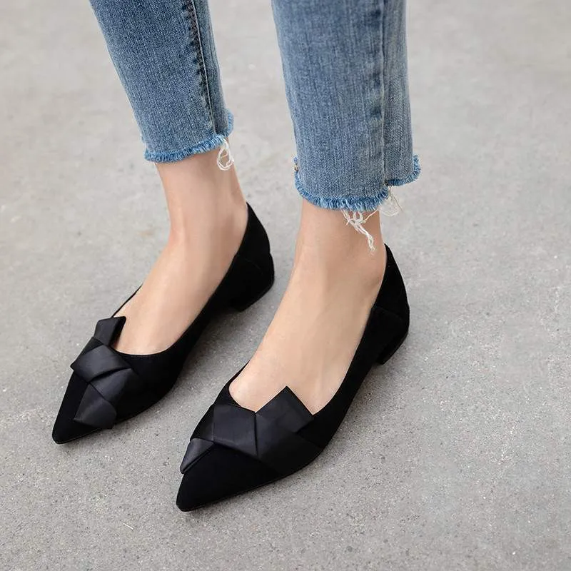 Luxury brand high heels shoes women's pumps kid suede butterfly-knot elegant women dress daily wear cozy pumps zapaptos mujer
