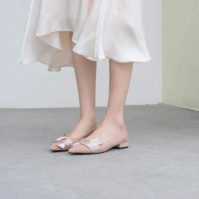 Luxury brand high heels shoes women's pumps kid suede butterfly-knot elegant women dress daily wear cozy pumps zapaptos mujer