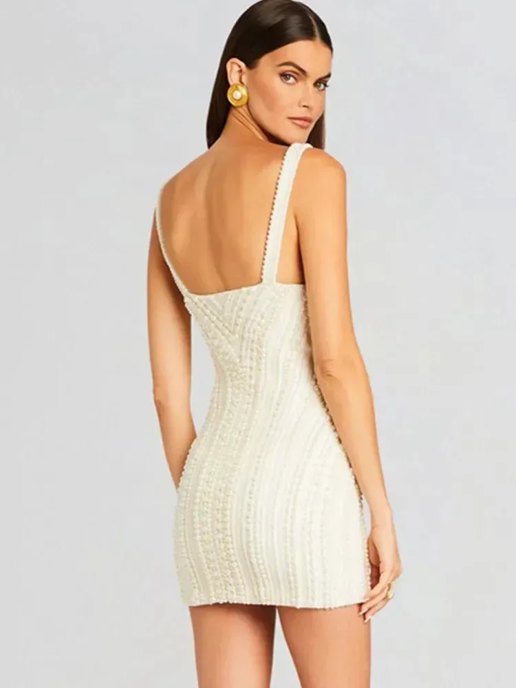 Luxury Designer White Pearl Studded Tank