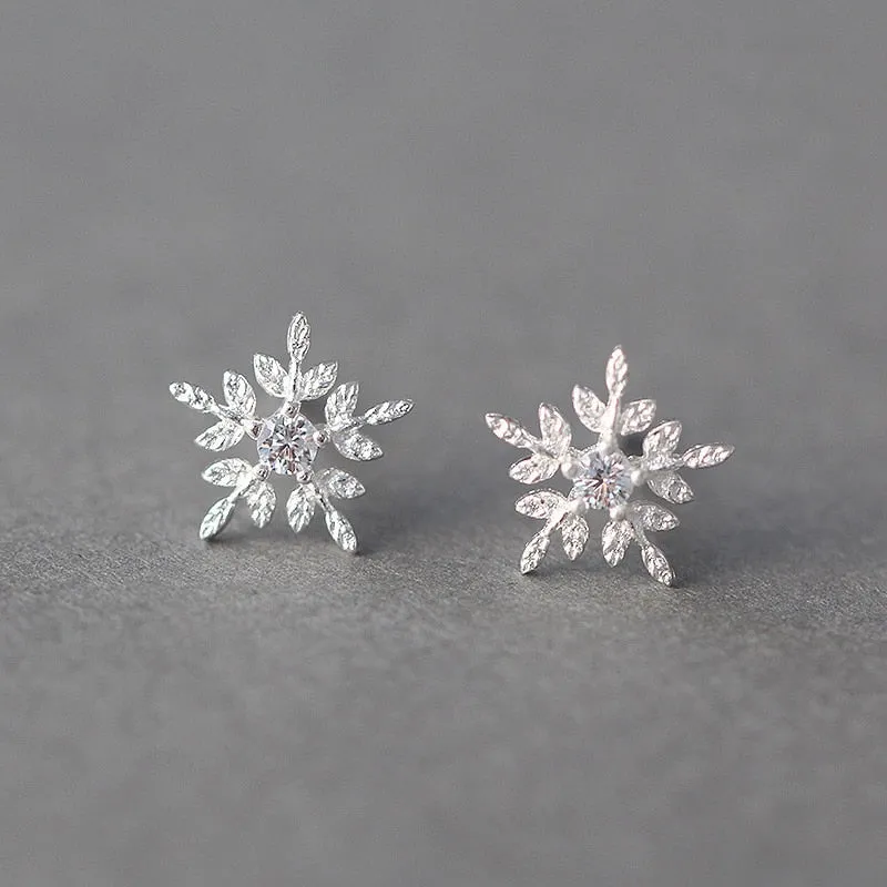 Luxury Sapphire Snow Stud Earrings For Women 925 Wedding Jewelry