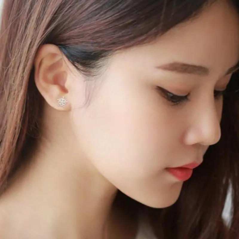 Luxury Sapphire Snow Stud Earrings For Women 925 Wedding Jewelry