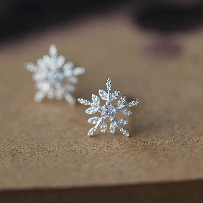Luxury Sapphire Snow Stud Earrings For Women 925 Wedding Jewelry