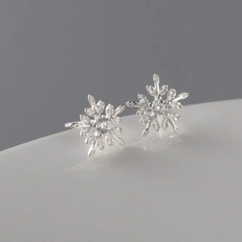 Luxury Sapphire Snow Stud Earrings For Women 925 Wedding Jewelry