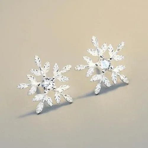 Luxury Sapphire Snow Stud Earrings For Women 925 Wedding Jewelry