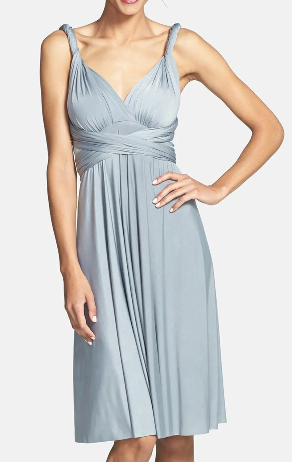 MACloth Convertible Wrap Tie Jersey Short Bridesmaid Dress Cocktail Formal Gown