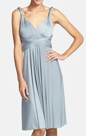 MACloth Convertible Wrap Tie Jersey Short Bridesmaid Dress Cocktail Formal Gown