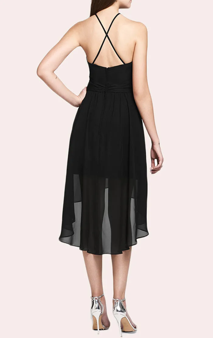 MACloth Halter High Low Chiffon Cocktail Dress Little Black Dress