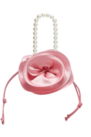 Magda Bag Pearl Strap | Pink Satin
