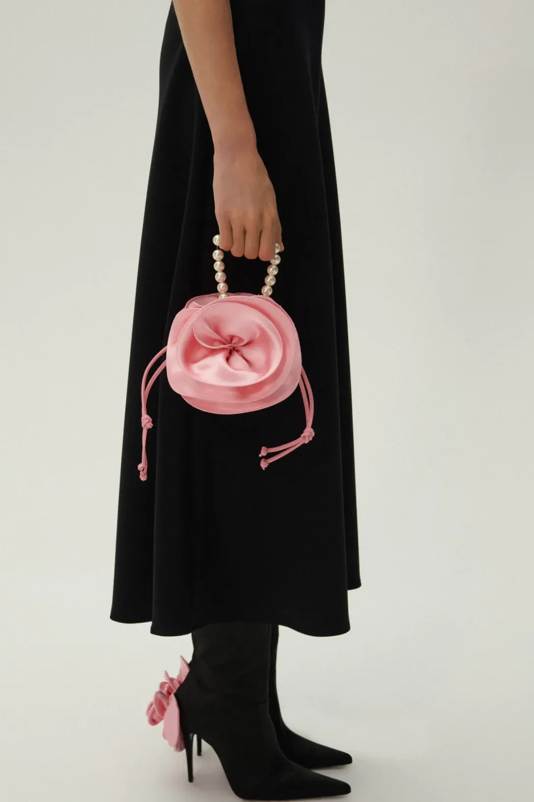 Magda Bag Pearl Strap | Pink Satin