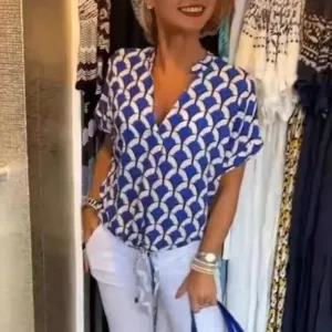 Magdalena® | Casual printed V-neck top