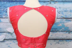 Maggam work designer blouse - Pattu Saree Blouse -hand work blouse - handloom Saree Blouse - peach Saree Blouse - orange Blouse