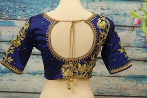 Maggam work designer blouse - Pattu Saree Blouse -zardhosi work blouse - handloom Saree Blouse - blue Saree Blouse - blue Blouse