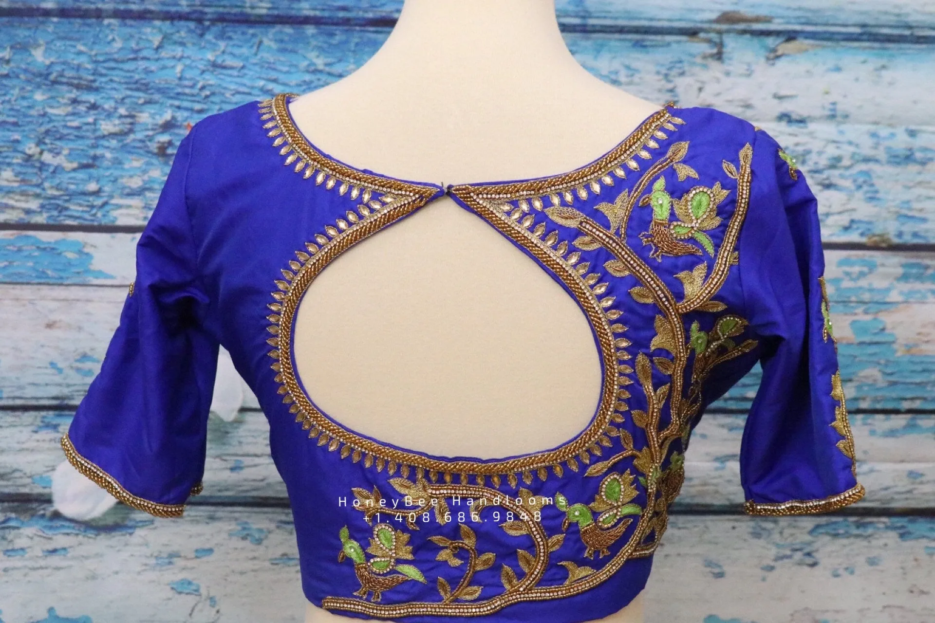 Maggam work designer blouse - Pattu Saree Blouse -zardhosi work blouse - handloom Saree Blouse - blue Saree Blouse - blue Blouse