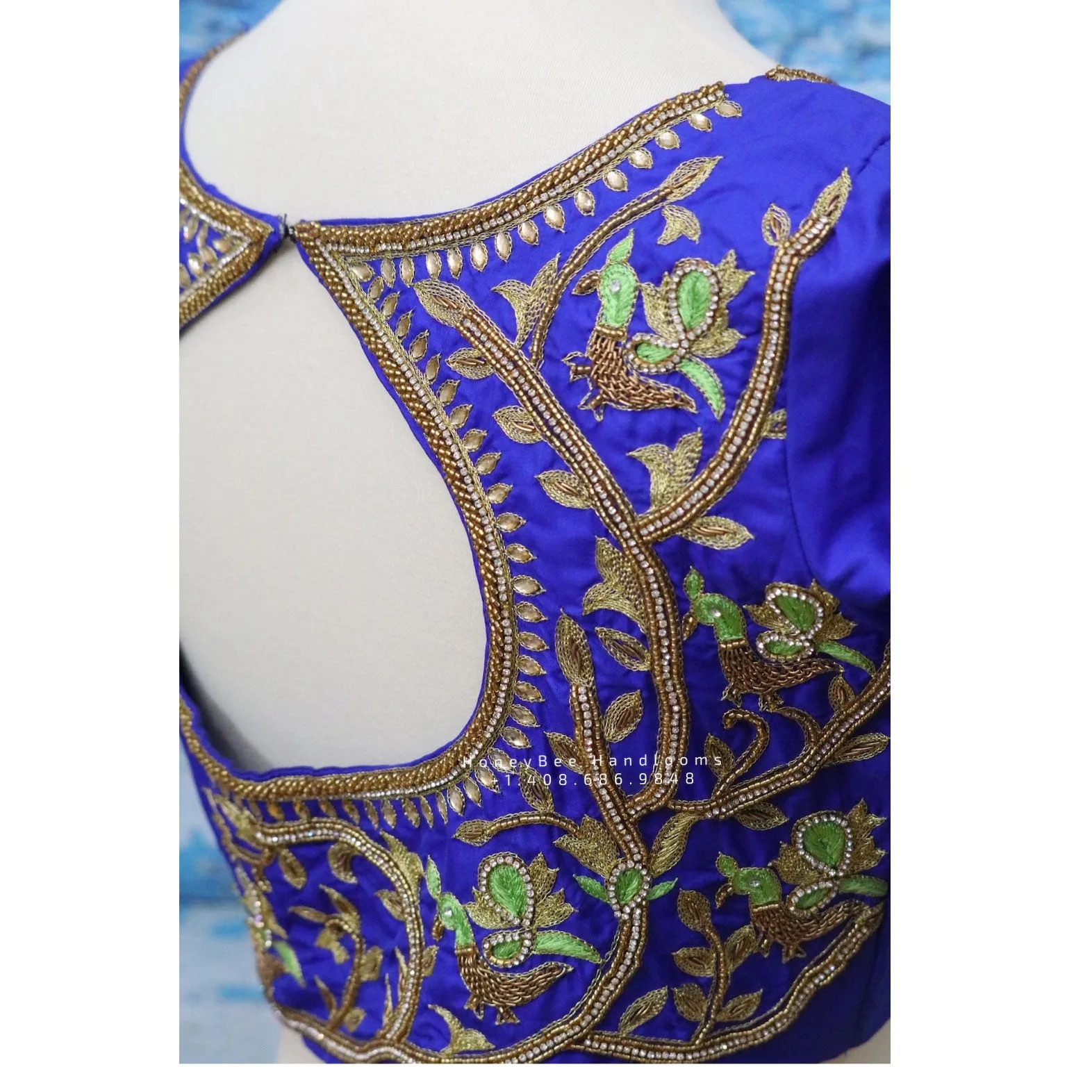Maggam work designer blouse - Pattu Saree Blouse -zardhosi work blouse - handloom Saree Blouse - blue Saree Blouse - blue Blouse