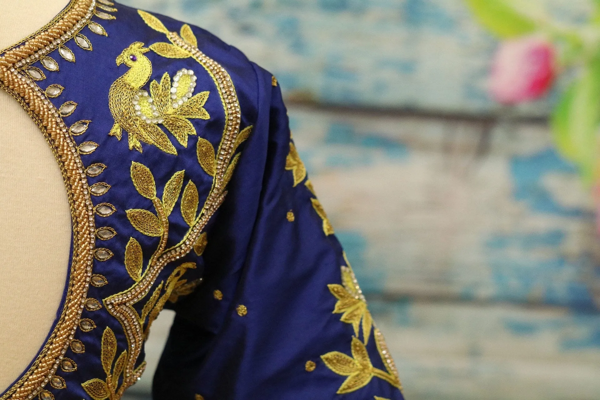 Maggam work designer blouse - Pattu Saree Blouse -zardhosi work blouse - handloom Saree Blouse - blue Saree Blouse - blue Blouse