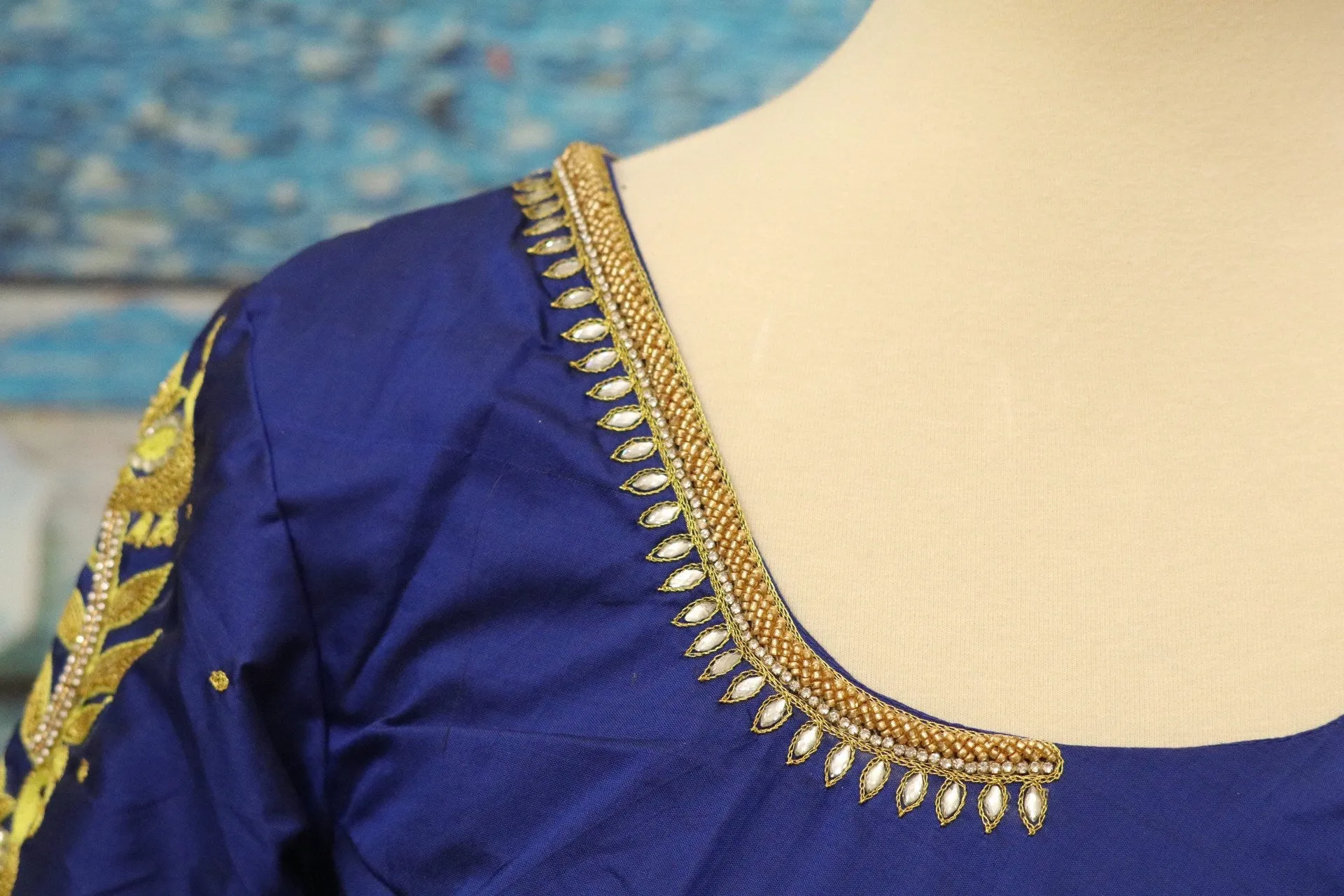 Maggam work designer blouse - Pattu Saree Blouse -zardhosi work blouse - handloom Saree Blouse - blue Saree Blouse - blue Blouse