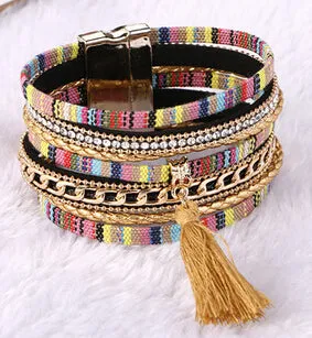 Magnetic Leather bracelets & bangles Bohemian Boho Multilayer Bracelets Jewelry for Women Men Gift