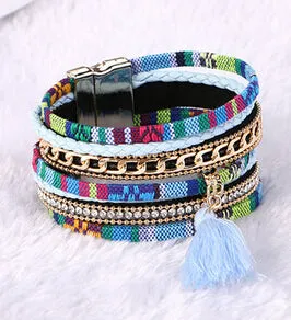 Magnetic Leather bracelets & bangles Bohemian Boho Multilayer Bracelets Jewelry for Women Men Gift