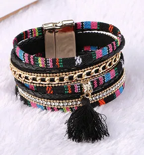 Magnetic Leather bracelets & bangles Bohemian Boho Multilayer Bracelets Jewelry for Women Men Gift
